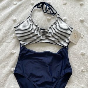 Cyn and Luca wine peice cut out swim suit